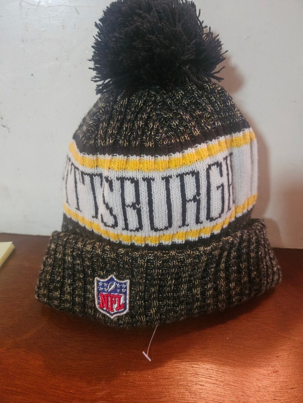 New Era Pittsburgh Pom Beanie - Black, Gold & White Pittsburgh Steelers Hat